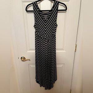 Tie Waist Striped Maternity Midi Dress